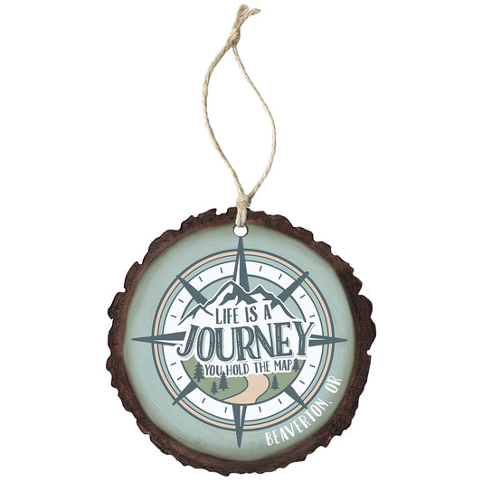 ORW1105 Sincere Surroundings Life Journey Compass LOC Ornament Wood 0