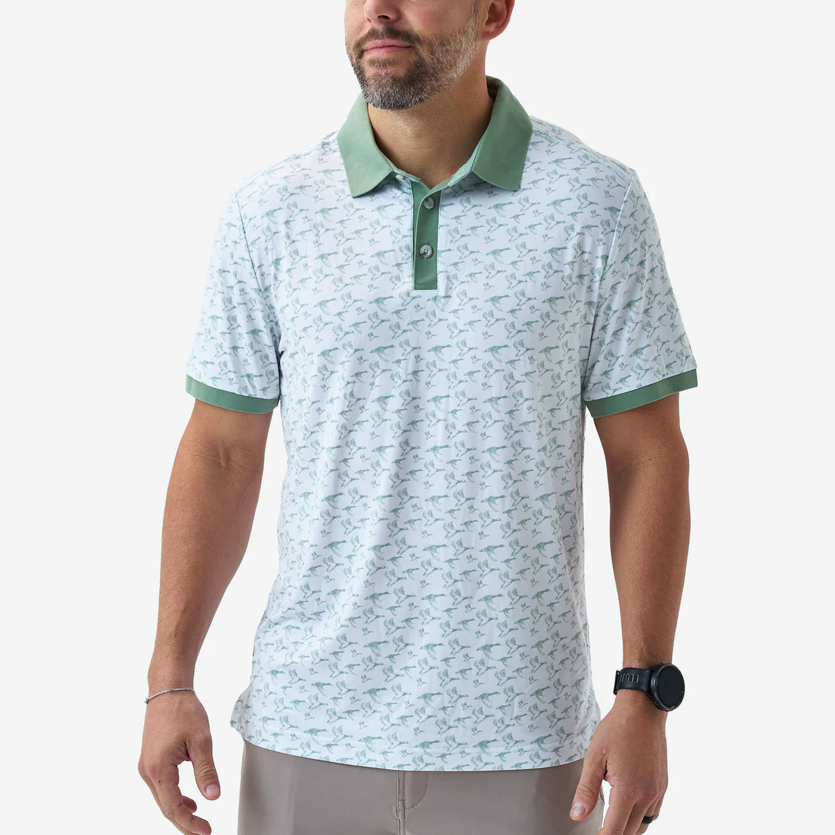 PBC-DSKN Burlebo Ringer Performance Polo - Duck Season - White