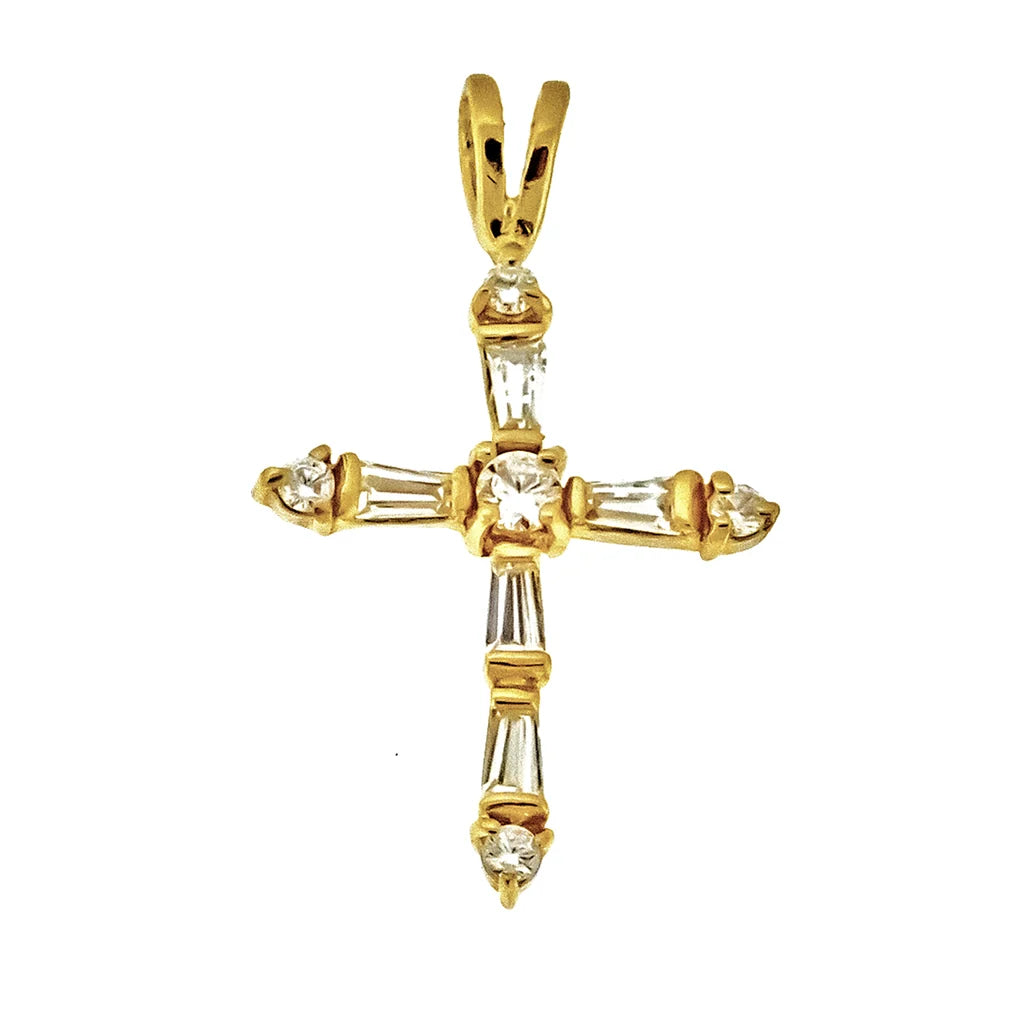 PMD-1129G Gold Vermiel CZ Cross Pendant