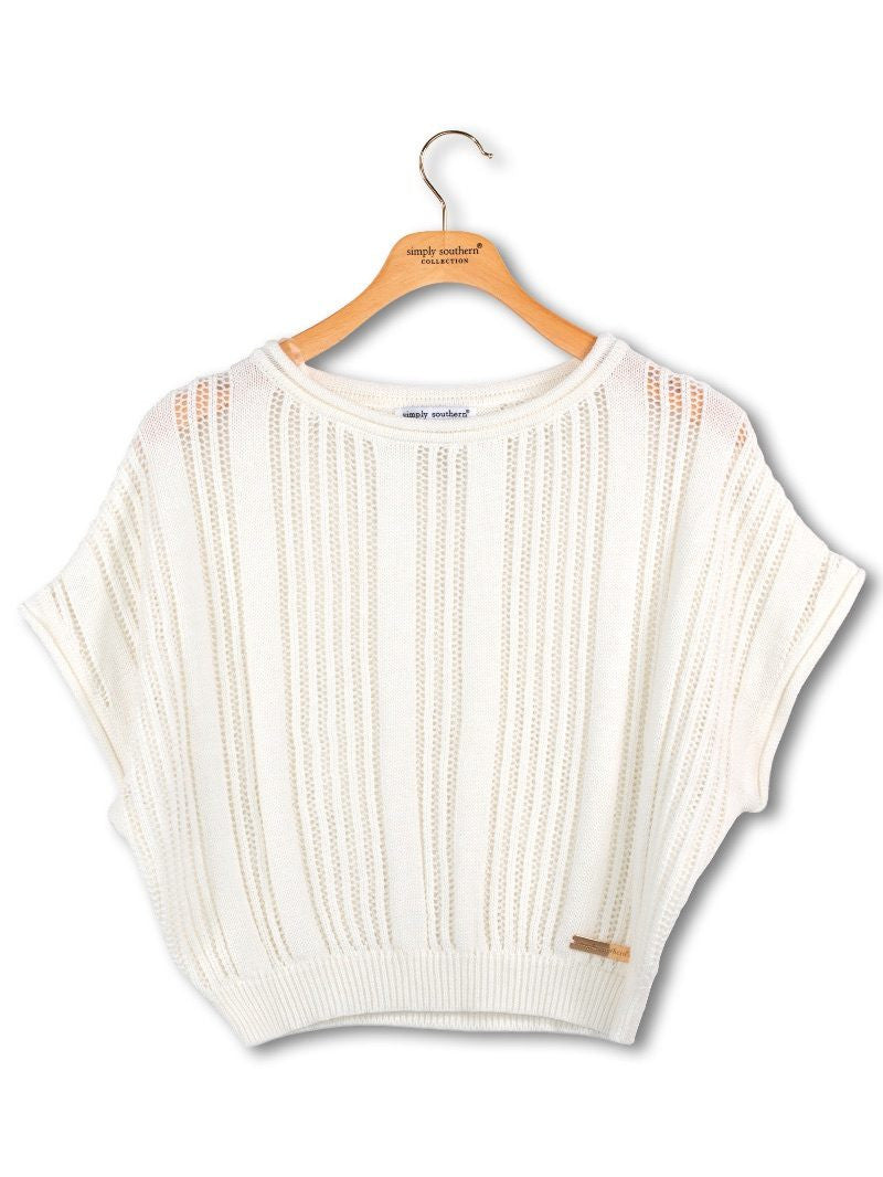 0126-SWTR-DRP-SHLDR-PRL Simply Southern Drop Shoulder Sweater Pearl