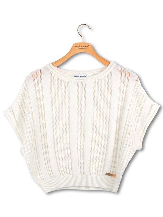 0126-SWTR-DRP-SHLDR-PRL Simply Southern Drop Shoulder Sweater Pearl