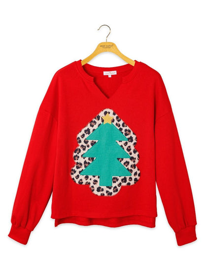 PP-0226-CRW-VNCK-HOL-RED Simply Southern Women's Holiday V-Neck Crewneck Top 0