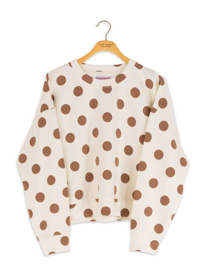 PP-0226-PULL-LNG-CRW-CRM Simply Southern Women's Polka Dotted Pullover Long Sleeve Crewneck Cream 0