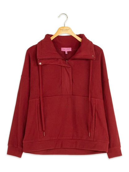 PP-0226-PULL-RIB-KNT-DKRED Simply Southern Women's Ribbed Knit Pullover Dark Red 0