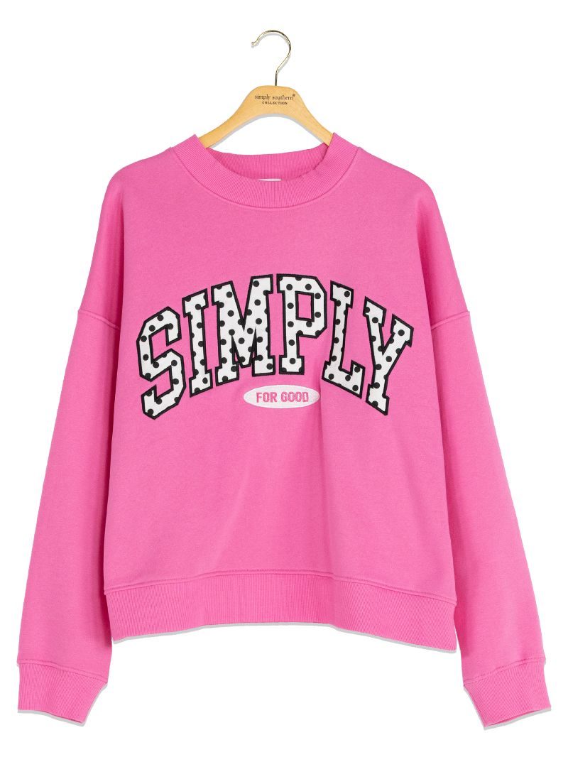 PP-0226-S4G-PULL-PNKDOT Simply Southern Women's Simply For Good Crewneck Polka Dot Pink 0