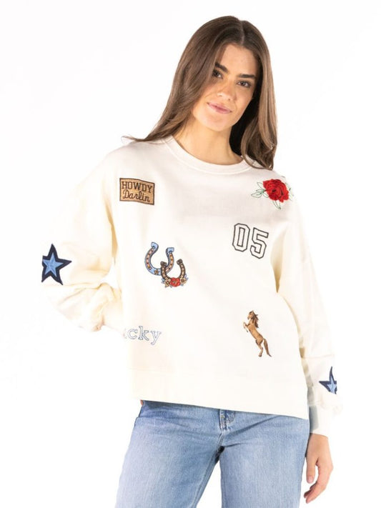 PP-0226-SWTSH-EMB-WEST Simply Southern Women's Western Embroidery Sweatshirt 0