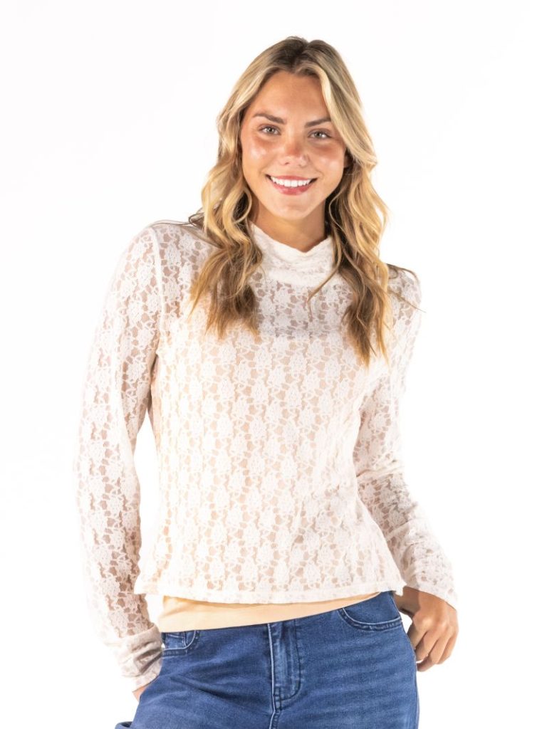 PP-0226-TOP-LACE-CRM Simply Southern Women's Lace Cream Top 0
