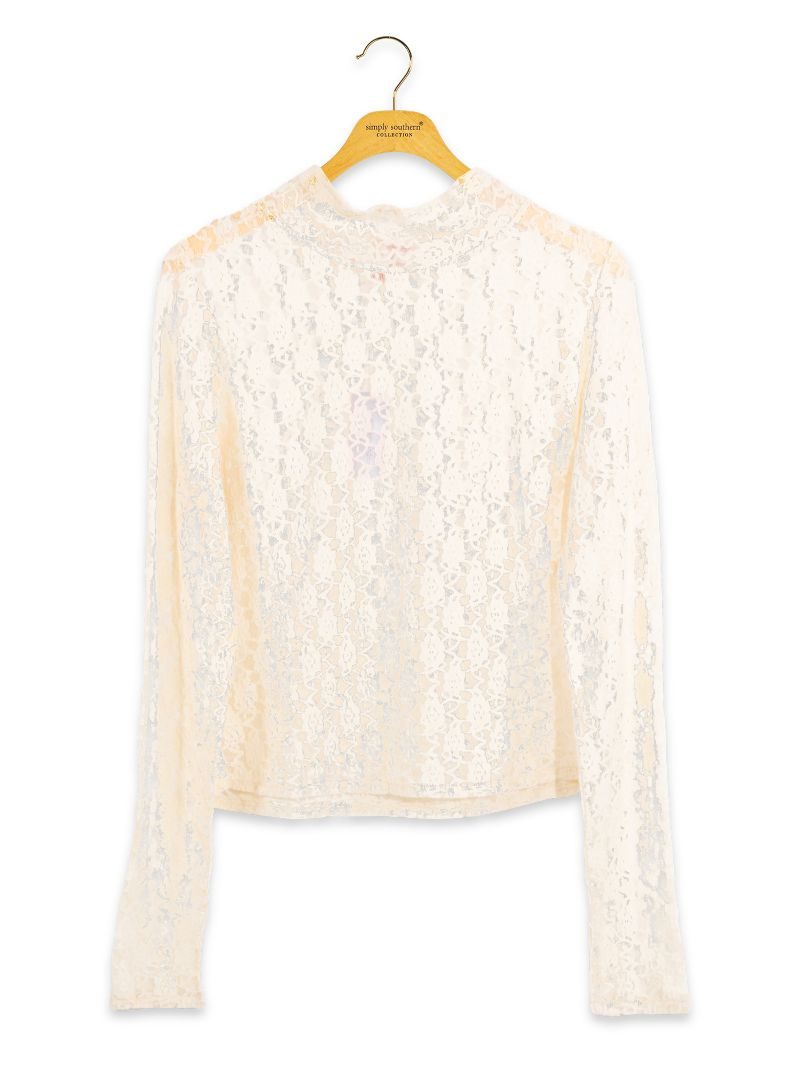 PP-0226-TOP-LACE-CRM Simply Southern Women's Lace Cream Top 0