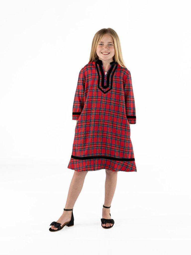PP-0226-YTH-DRS-YNCK-HOL Simply Southern Youth Girl's Hoilday Dress Red Plaid 0