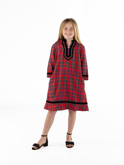 PP-0226-YTH-DRS-YNCK-HOL Simply Southern Youth Girl's Hoilday Dress Red Plaid 0