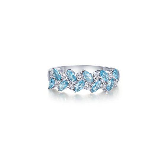 R0548BTP Lafonn Sterling Silver SIM BLU TOPZ 1.21CTW Blue Leaf Canopy Ring