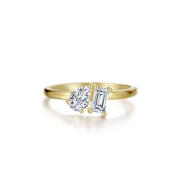 R2046 Lafonn Gold Plated Sterling Silver TOI ET MOI RING .68C