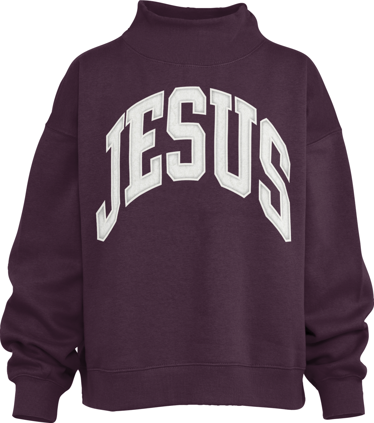 RDG65429JAQ Royce Brand Jesus Applique Mock Crew Sweatshirt Plum 0