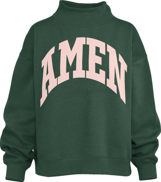 RDG65429MAN Royce Apparel Midland Amen Logo Mock Neck Sweatshirt Green 0