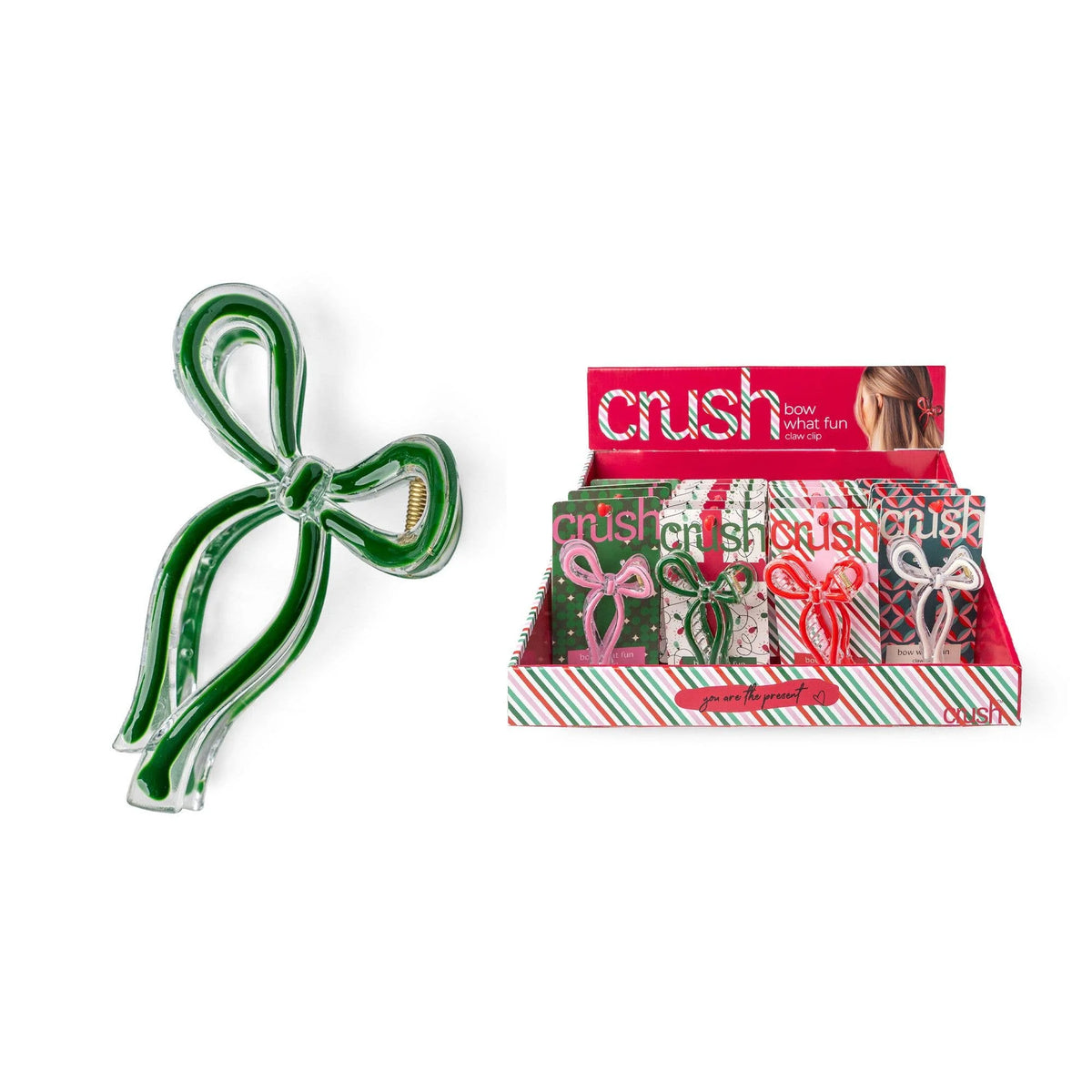 XCRBC24 Crush Christmas Bow What Fun Claw Clip 0