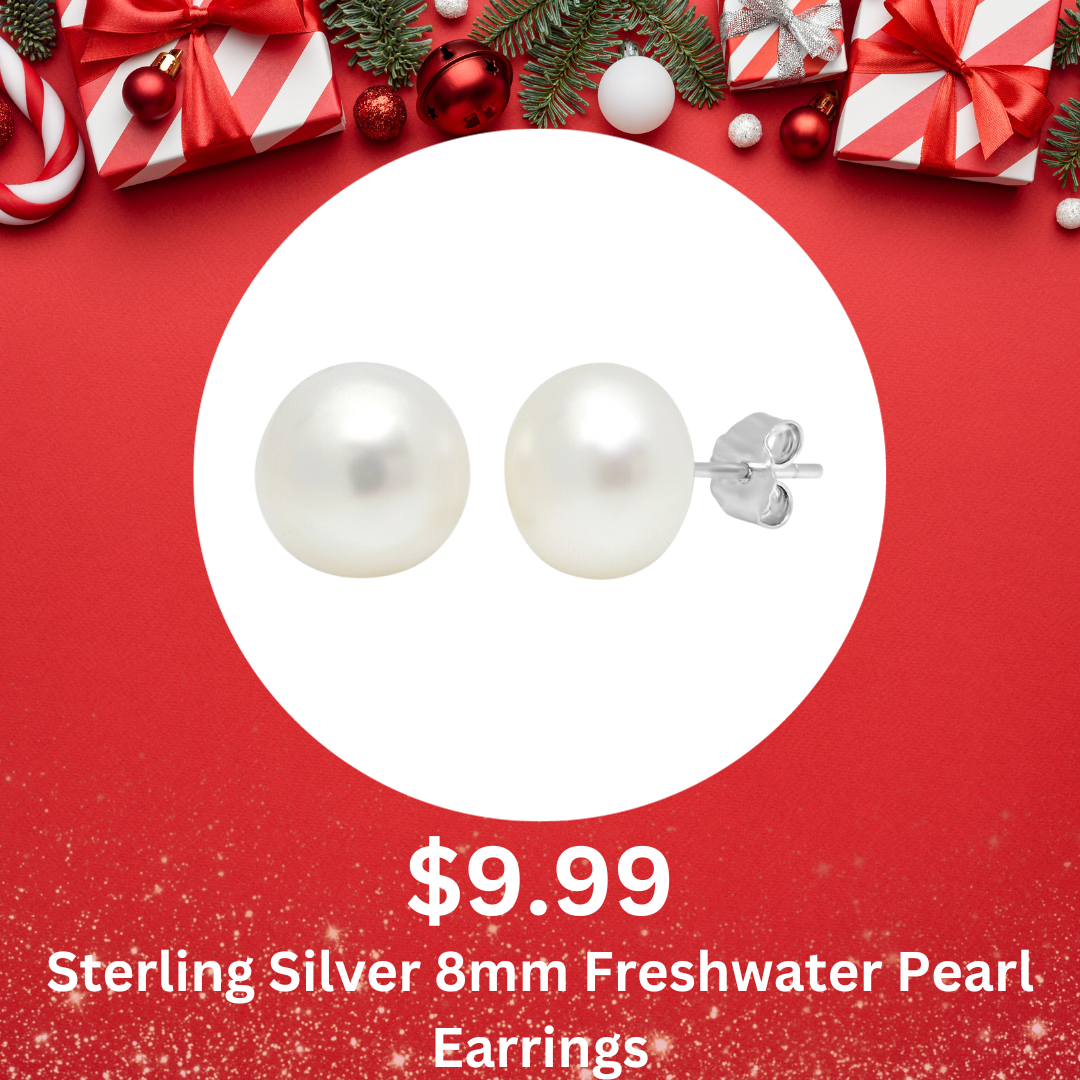 Sterling Silver 8mm Freshwater Pearl Earrings