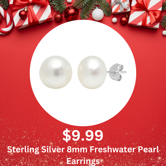Sterling Silver 8mm Freshwater Pearl Earrings