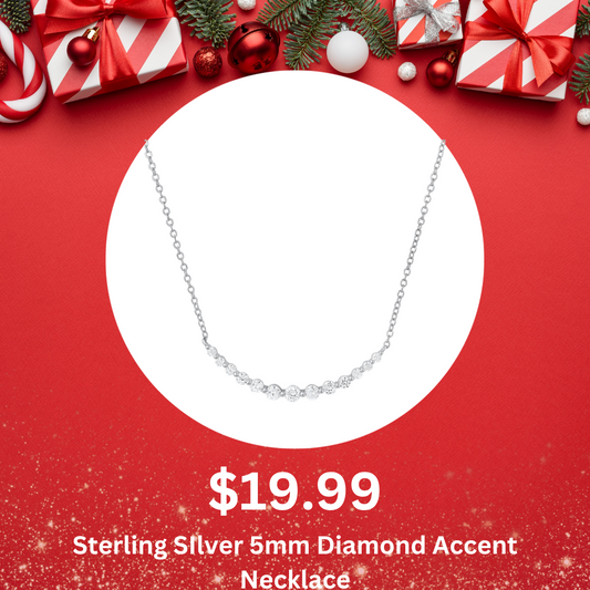 Sterling Silver 5mm Diamond Accent Necklace