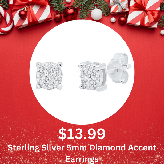 Sterling Silver 5mm Diamond Accent Earrings