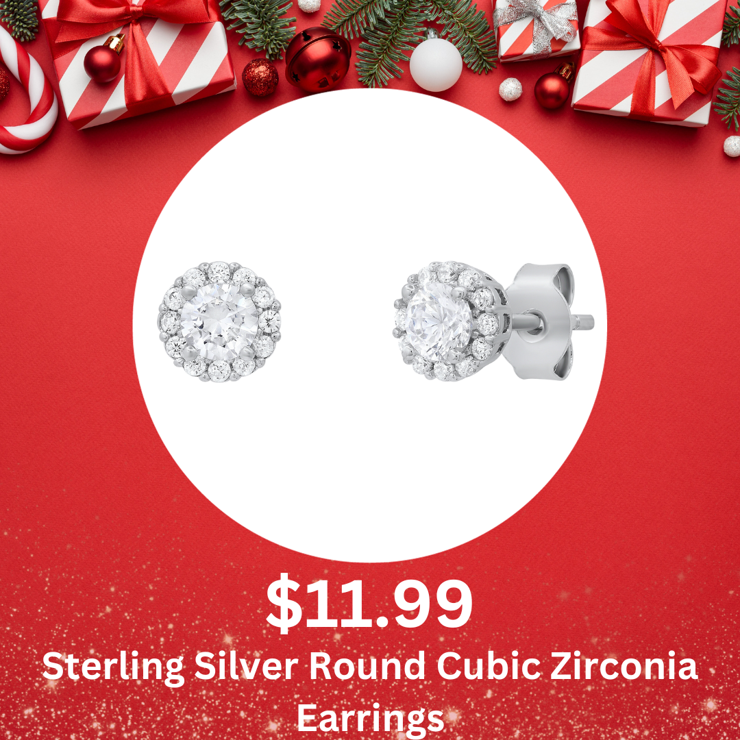 Sterling Silver Cubic Zirconia Round Halo Earrings