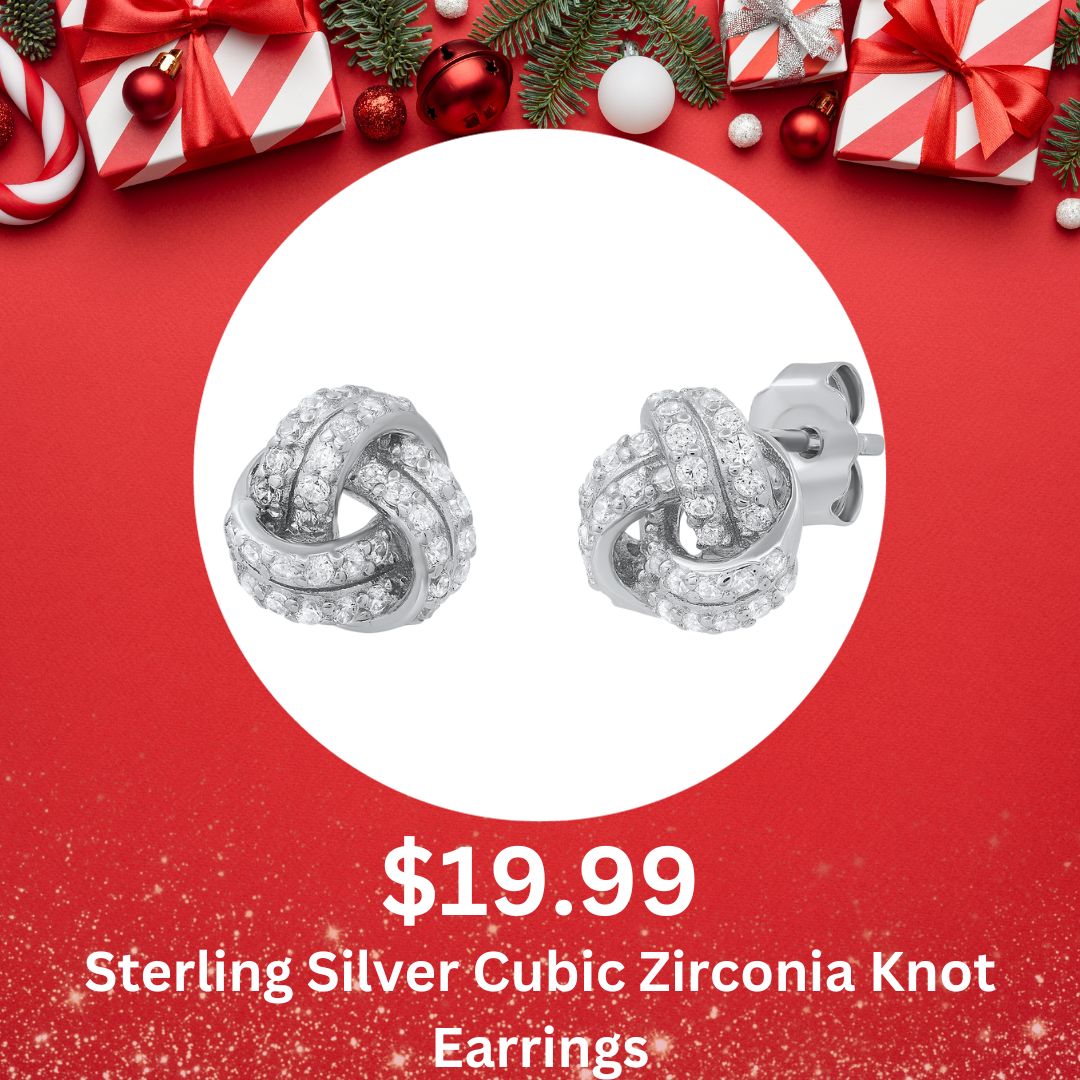 Sterling Silver Cubic Zirconia Knot Earrings