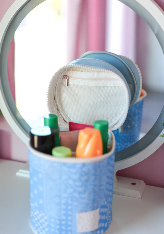 Jadelynn Brooke Barrel Toiletry Bag - Remi Paisley Blue/Cream