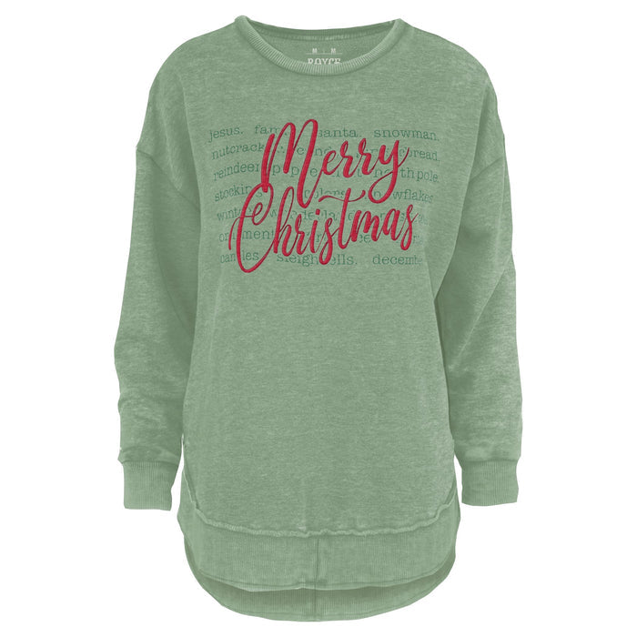 RDG65A23XMW Royce Christmas Words Poncho Fleece in Sage