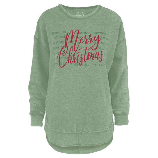 RDG65A23XMW Royce Christmas Words Poncho Fleece in Sage