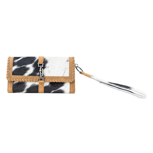 S-12780 Myra Monarch Hide Hairon Leather Wallet in Rustic Ivory