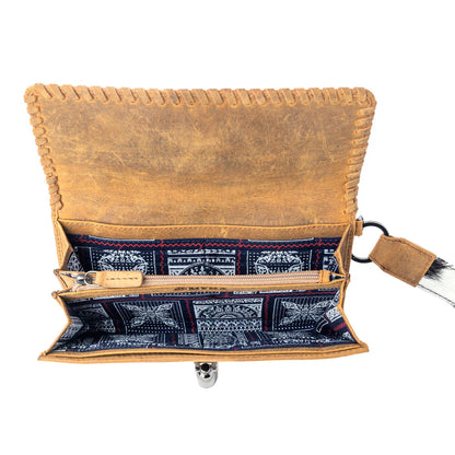 S-12780 Myra Monarch Hide Hairon Leather Wallet in Rustic Ivory