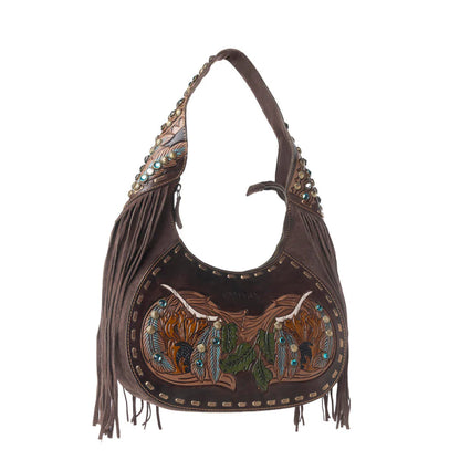S-13421 Myra Sierra Grove Handtooled Leather Bag in Deep Espresso