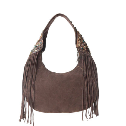 S-13421 Myra Sierra Grove Handtooled Leather Bag in Deep Espresso