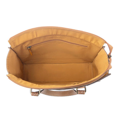S-13802 Myra Desert Jewel Handtooled Hairon Leather Concealed Carry Bag in Timber Brown