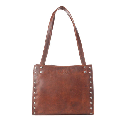 S-13830 Myra Zidana Aria Amethyst Veg Tanned Leather Tote Bag in Vintage Red