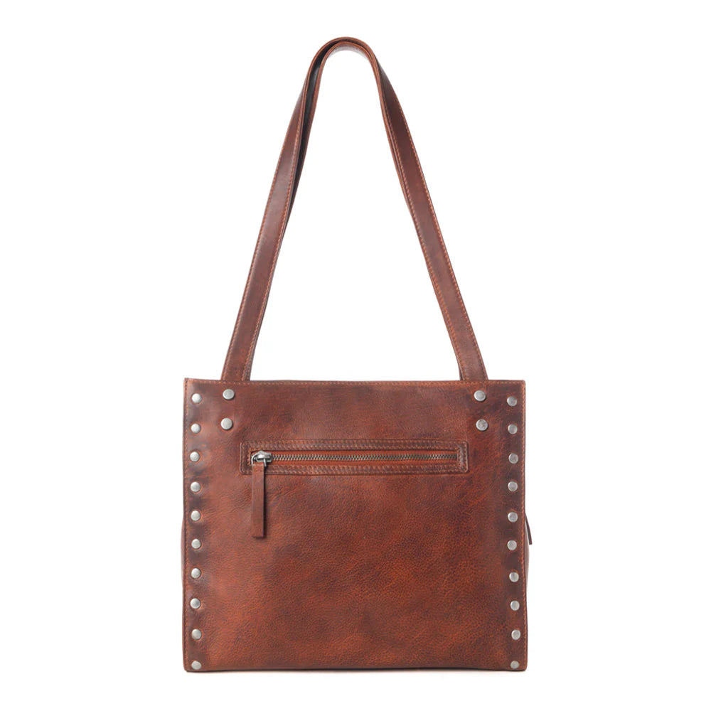 S-13830 Myra Zidana Aria Amethyst Veg Tanned Leather Tote Bag in Vintage Red