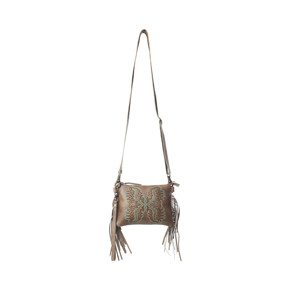 S-14034 Myra ThunderFly Fringed Leather Bag in Mojave Brown