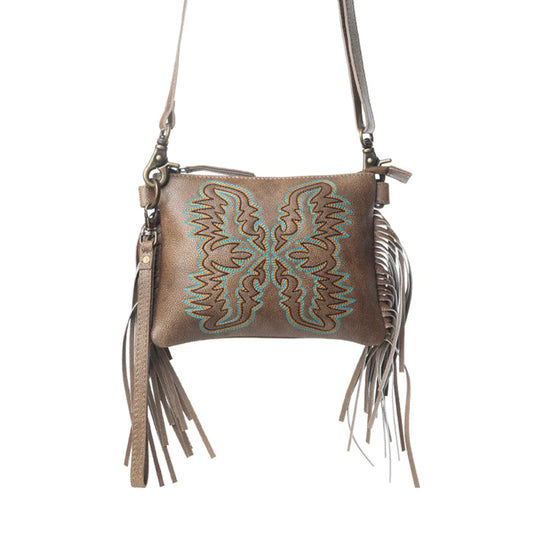 S-14034 Myra ThunderFly Fringed Leather Bag in Mojave Brown