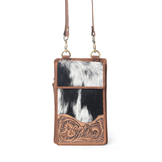S-14292 Myra Duneland Rise Handtooled Bag in Brindle Ivory