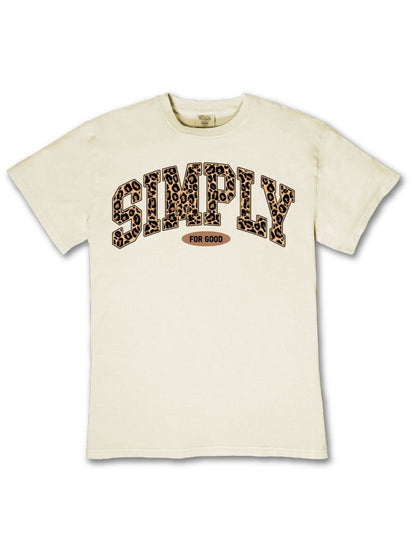 S4G-LEOPARDLOGO-BONE Simply Southern Leopard Simply Logo T-Shirt