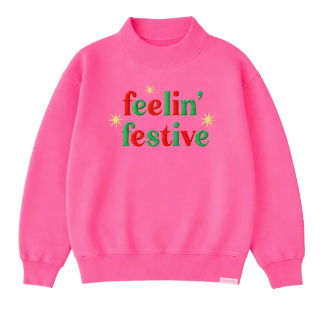 5522 Grace & Emma Feelin' Festive on Hot Pink Mock Neck Top 0