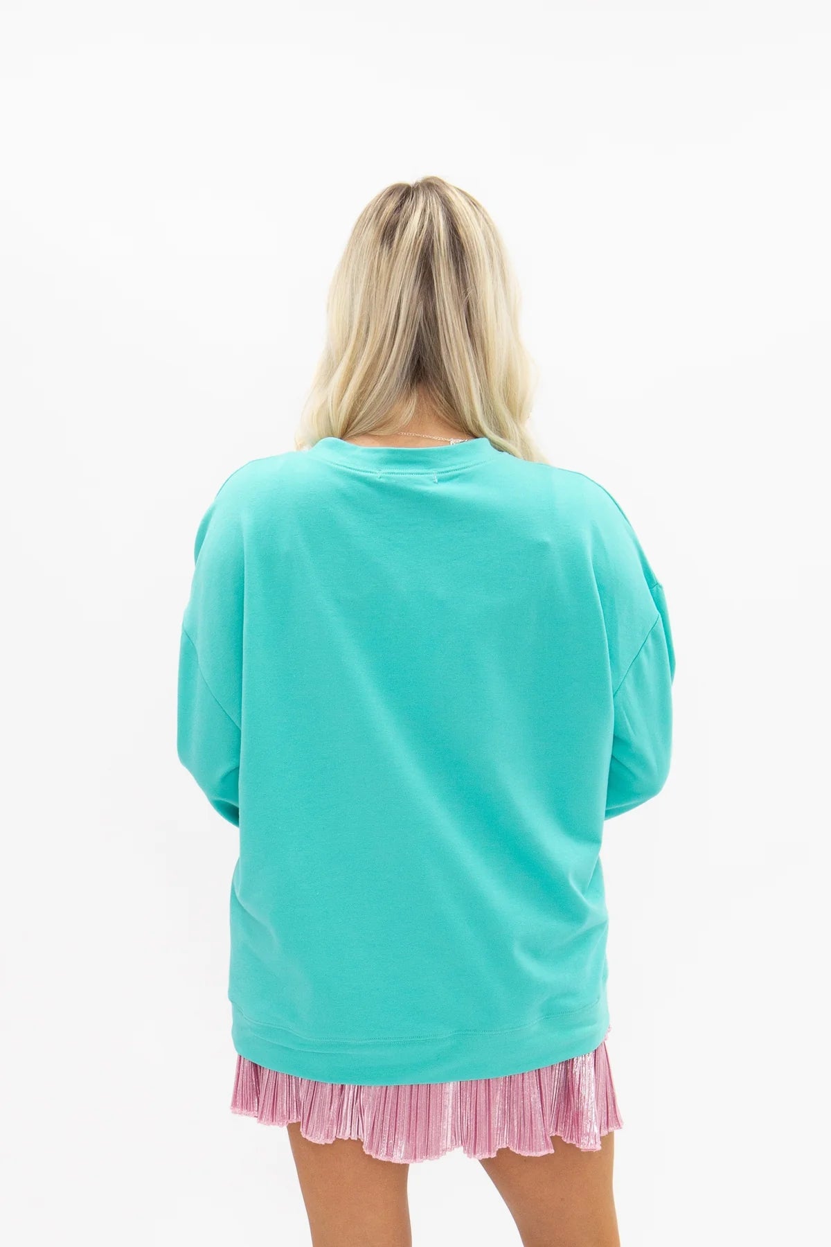 5520 Grace + Emma Colorful Christmas Tree with Jewel Datail on Turquoise Long Sleeve Top 0