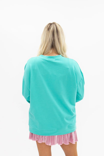 5520 Grace + Emma Colorful Christmas Tree with Jewel Datail on Turquoise Long Sleeve Top 0