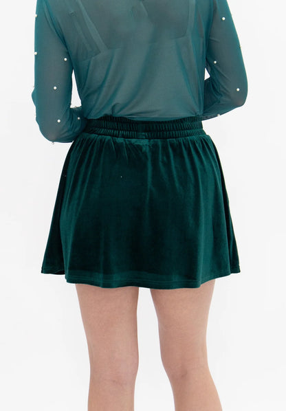 9273L-BK Grace + Emma Velvet Skort with Pearl Details 0