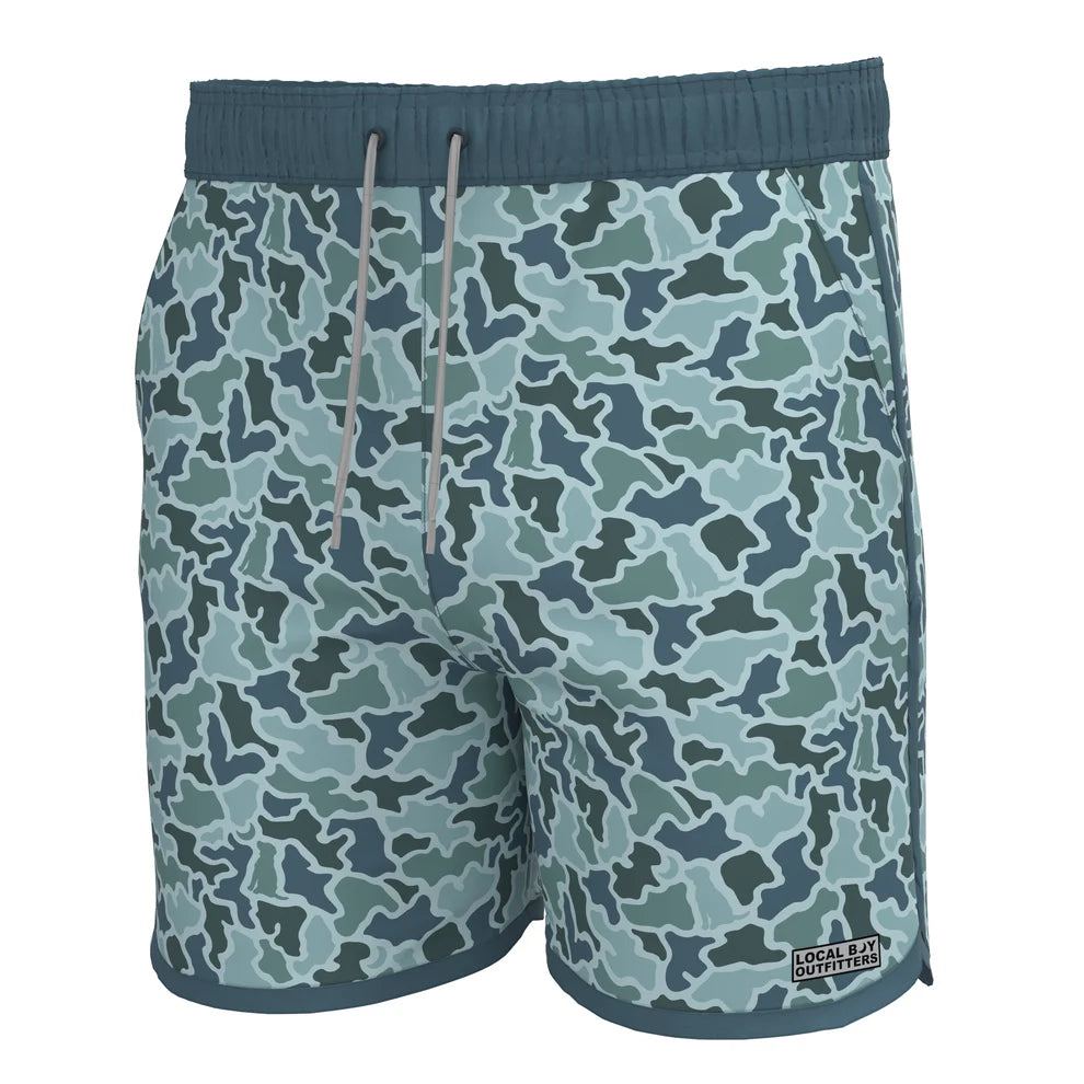 L1600020 Local Boy Wando Swim Trunks Blue Dog & Moon Camo