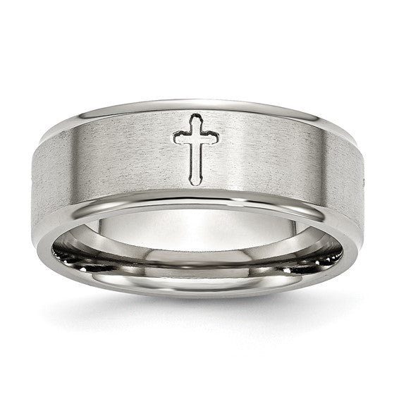 SR109 Chisel Stainless Steel 8MM Wedding Band 0