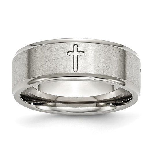 SR109 Chisel Stainless Steel 8MM Wedding Band 0