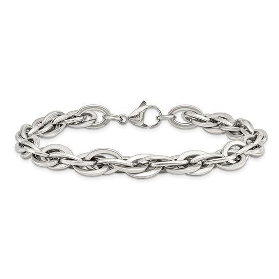 SRB1097-8.25 Chisel Stainless Steel Polished 8.25 inch Oval Links Bracelet 0