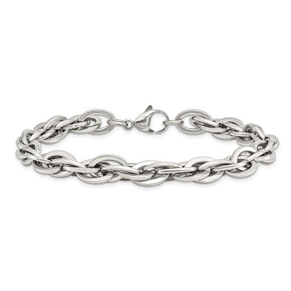 SRB1097-8.25 Chisel Stainless Steel Polished 8.25 inch Oval Links Bracelet 0