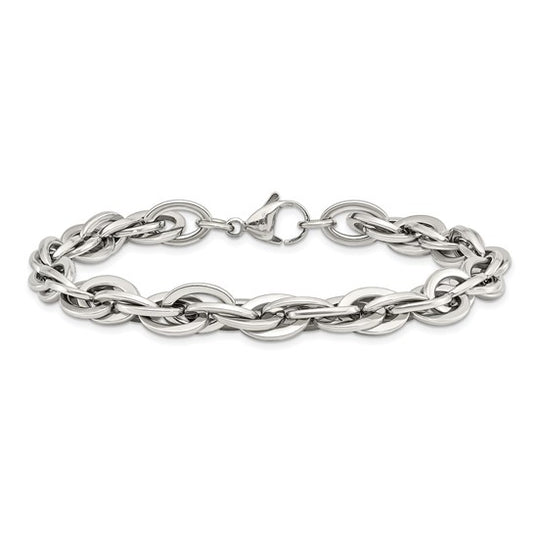 SRB1097-8.25 Chisel Stainless Steel Polished 8.25 inch Oval Links Bracelet 0