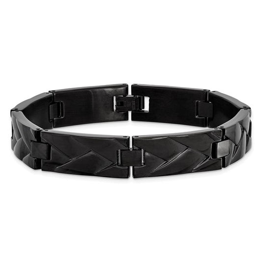 SRB3029-9 Chisel Stainless Steel Polished Black IP Plated 9in Bracelet 0